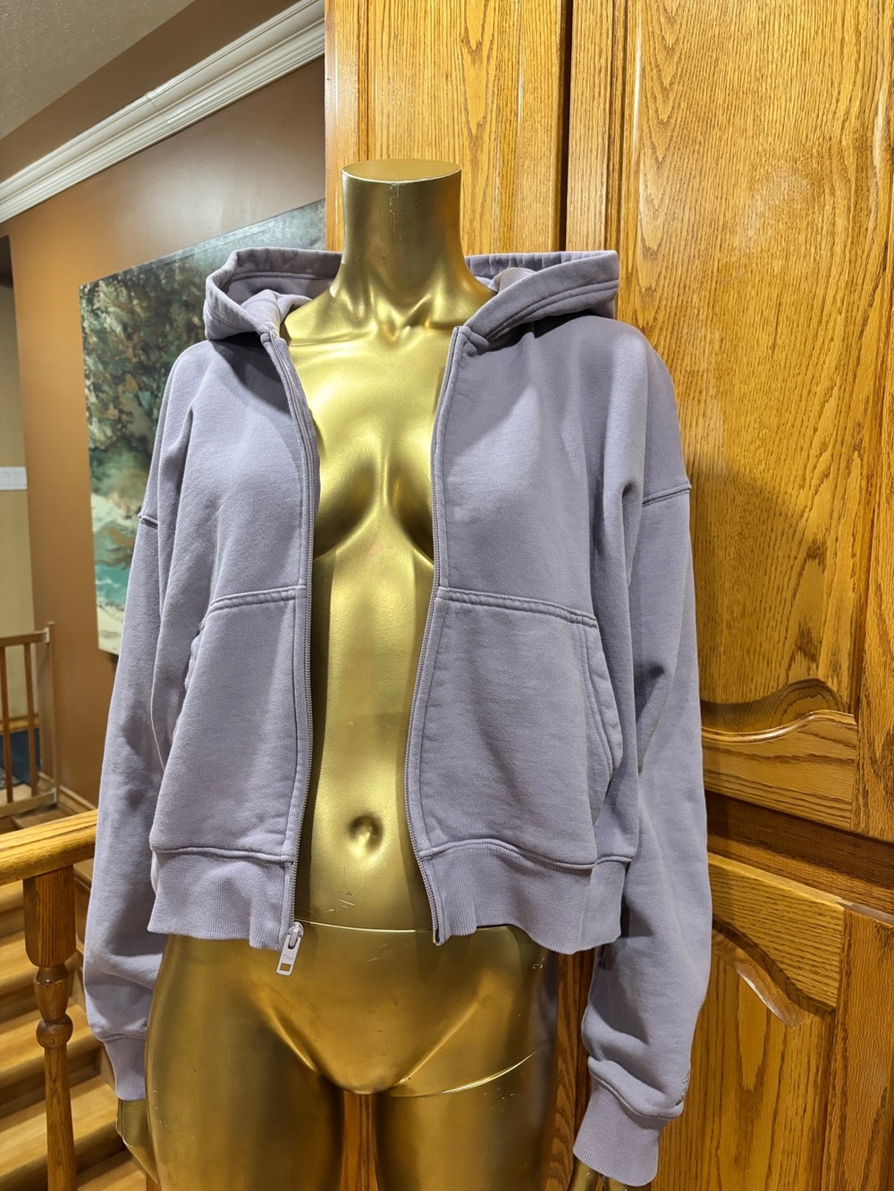 TNA Lavender Cropped Zip Hoodie Jacket